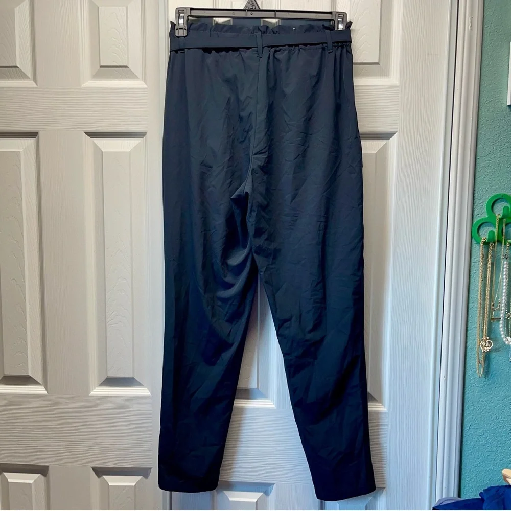 Modern Ambition Women’s Tie-Front Pant High Rise Tapered Relaxed  Black Size M